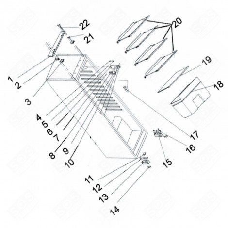 SCHARNIERBASIS (KENNZEICHEN NR. 21) KÜHLSCHRANK, GEFRIERSCHRANK - 12040198, 1019806