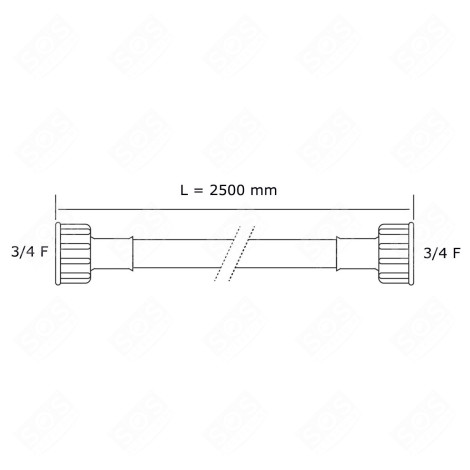 UNIVERSELLER WASSERZULAUFSCHLAUCH MIT GERADEN ANSCHLÜSSEN (L2500MM 3/4 F X 3/4 F)