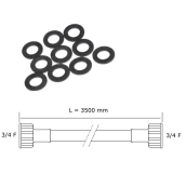 Universeller Wasserzulaufschlauch mit 20/27 Dichtungen und geraden Anschlüssen (L3500mm 3/4 F x 3/4 F)
