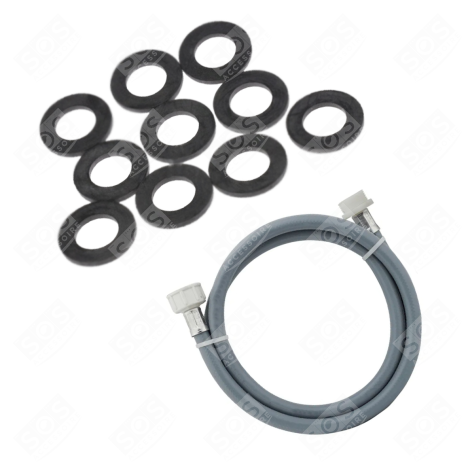 UNIVERSELLER WASSERZULAUFSCHLAUCH MIT DICHTUNGEN 20/27 MIT GERADEN ANSCHLÜSSEN (L250MM 3/4 F X 3/4 M) WASCHMASCHINE - 3666356332898