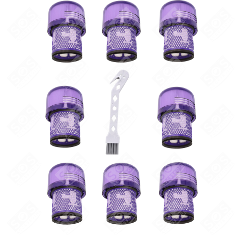 SET MIT 8 HEPA-FILTERN KOMPATIBEL MIT V11 V12 V15 MIT REINIGUNGSBÜRSTE STAUBSAUGER - 970013-02, 970013-02