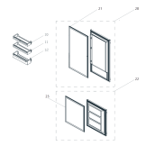 Tür mit Dichtung (Gefrierfachteil) (Kennzeichen 23)