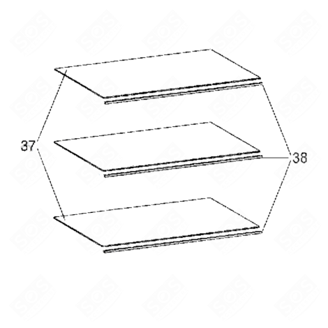 FRONTPROFIL FÜR ABLAGE (KENNZEICHEN 38) KÜHLSCHRANK, GEFRIERSCHRANK - 42136997