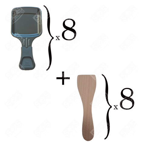 SET AUS 8 RACLETTE-SCHÄLCHEN UND 8 HOLZSPATELN RACLETTE, TISCHGRILL, WOK - AS306002, AS306003