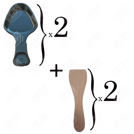 LOT DE 2 COUPELLES À RACLETTE ET 2 PELLES EN BOIS POUR POÊLON, SPATULE RACLETTE RACLETTE, TISCHGRILL, WOK - AS306001, AS306003