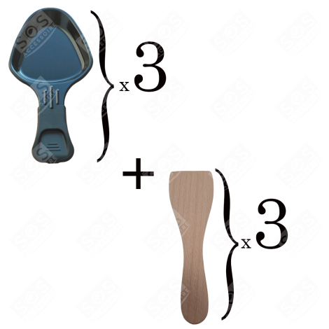 LOT DE 3 COUPELLES À RACLETTE ET 3 PELLES EN BOIS POUR POÊLON, SPATULE RACLETTE RACLETTE, TISCHGRILL, WOK - AS306001, AS306003