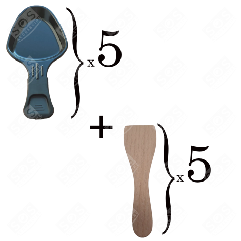 LOT DE 5 COUPELLES À RACLETTE ET 5 PELLES EN BOIS POUR POÊLON, SPATULE RACLETTE RACLETTE, TISCHGRILL, WOK - AS306001, AS306003