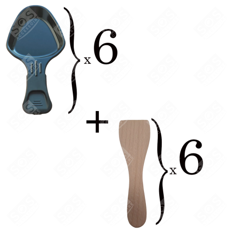 LOT DE 6 COUPELLES À RACLETTE ET 6 PELLES EN BOIS POUR POÊLON, SPATULE RACLETTE RACLETTE, TISCHGRILL, WOK - AS306001, AS306003