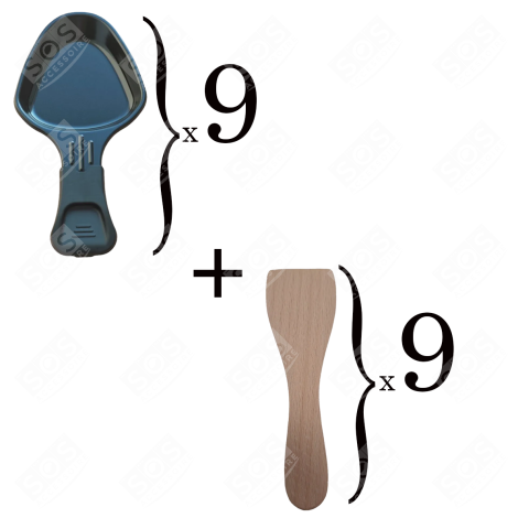 LOT DE 9 COUPELLES À RACLETTE ET 9 PELLES EN BOIS POUR POÊLON, SPATULE RACLETTE RACLETTE, TISCHGRILL, WOK - AS306001, AS306003
