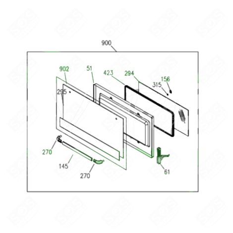 KOMPLETTE TÜR (MARKIERUNG 900) BACKOFEN, KÜCHENHERD - Z57D868
