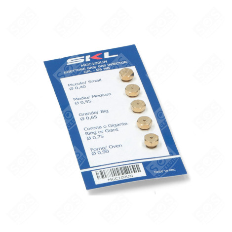 SATZ BUTAN-PROPAN-GASEINSPRITZDÜSEN DURCHMESSER 6MM KOCHPLATTEN, HERDPLATTEN, KOCHFELD - MGC100UN