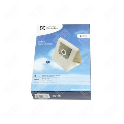 SET MIT 5 STAUBSAUGERBEUTELN E42N + 1 FILTER STAUBSAUGER - 9001955781