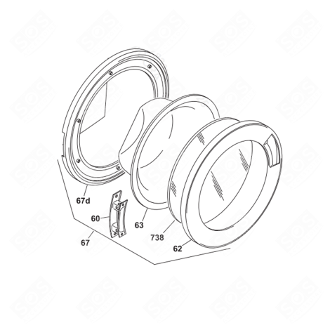 KOMPLETTE TÜR (KENNZEICHNUNG 67) WASCHMASCHINE - 70004259