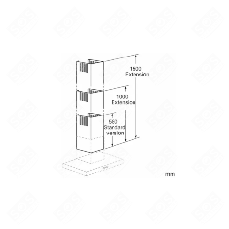 KAMINVERLÄNGERUNG 1000 MM DUNSTABZUGSHAUBE - 00704541