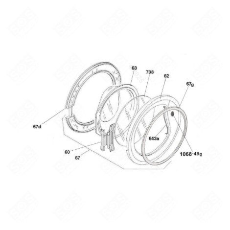 KOMPLETTE TÜR (KENNZEICHNUNG 67) WASCHMASCHINE - 70005345