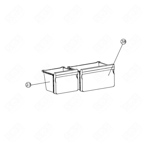 ORIGINALER SCHUBLADE (MARKIERUNG 38) KÜHLSCHRANK, GEFRIERSCHRANK - 9178021656