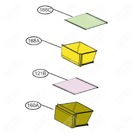 UNTERES GEMÜSEFACH (KENNZEICHEN 160A) KÜHLSCHRANK, GEFRIERSCHRANK - AJP76401536, AJP76401543