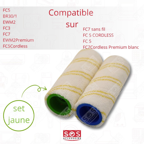 WALZENBÜRSTEN-SET GELB DAMPFREINIGER, HOCHDRUCKREINIGER - 2.055-006.0