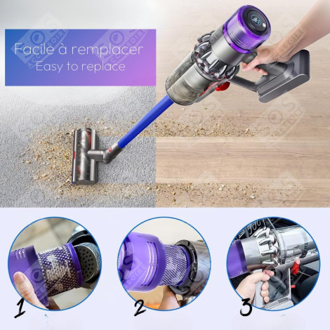 LOT DE 3 FILTRES HEPA COMPATIBLE V11 AVEC BROSSE DE NETTOYAGE STAUBSAUGER - 970013-02, 970013-02