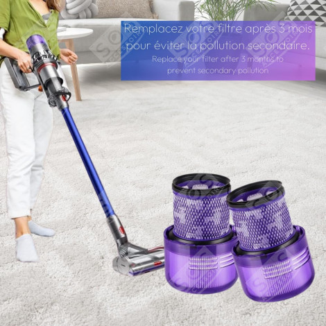 SET VON 2 HEPA FILTERN KOMPATIBEL MIT V11 V12 V15 MIT REINIGUNGSBÜRSTE STAUBSAUGER - 970013-02, 970013-02