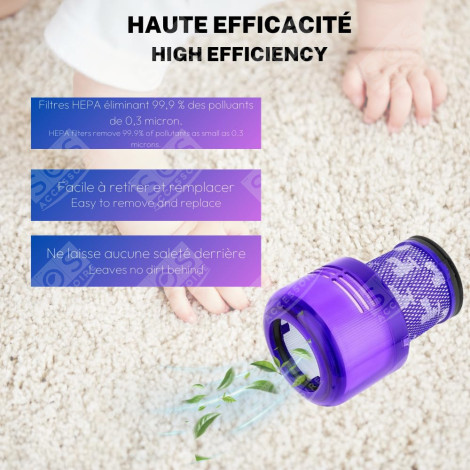 SATZ MIT 4 HEPA-FILTERN KOMPATIBEL MIT V11 V12 V15 MIT REINIGUNGSBÜRSTE STAUBSAUGER - 970013-02, 970013-02