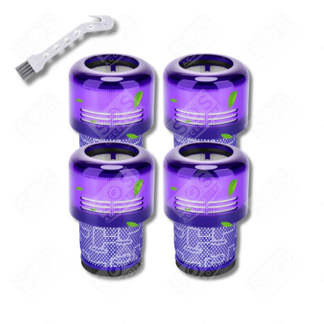 SATZ MIT 4 HEPA-FILTERN KOMPATIBEL MIT V11 V12 V15 MIT REINIGUNGSBÜRSTE STAUBSAUGER - 970013-02, 970013-02