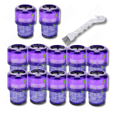 SATZ VON 12 HEPA-FILTERN KOMPATIBEL MIT V11 V12 V15 MIT REINIGUNGSBÜRSTE STAUBSAUGER - 970013-02, 970013-02