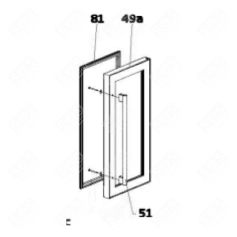 KOMPLETTE RECHTE TÜR (KENNZEICHEN 49A) WEINKÜHLSCHRANK, WEINKLIMASCHRANK - 49037054