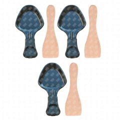 Set mit 3 Raclette-Schalen und 3 Holzspachteln für Pfännchen, Raclette-Spatel