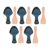 Set aus 5 Raclettepfännchen und 5 Holzspateln