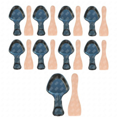 Set aus 9 Raclettepfännchen und 9 Holzspateln für Pfännchen, Raclettespachtel