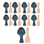 Set aus 9 Raclettepfännchen und 9 Holzspateln für Pfännchen, Raclettespachtel