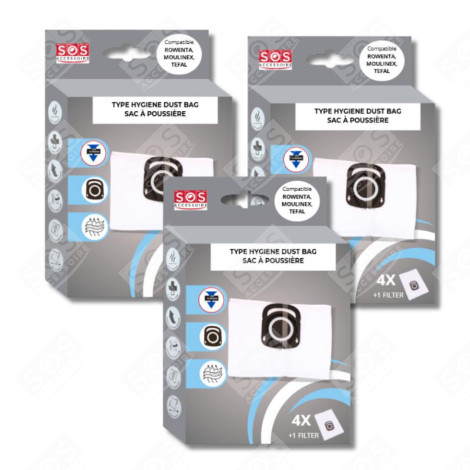 SATZ VON 3 BOXEN MIT 4 BEUTELN + 1 FILTER HYGIENE+ STAUBSAUGER - ZR200520