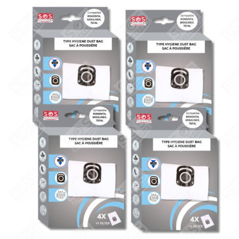 SATZ VON 4 BOXEN MIT 4 BEUTELN + 1 FILTER HYGIENE+ STAUBSAUGER - ZR200520