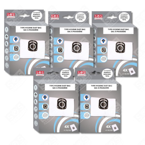 5ER PACK MIT 4 BEUTELN + 1 HYGIENE+ FILTER STAUBSAUGER - ZR200520