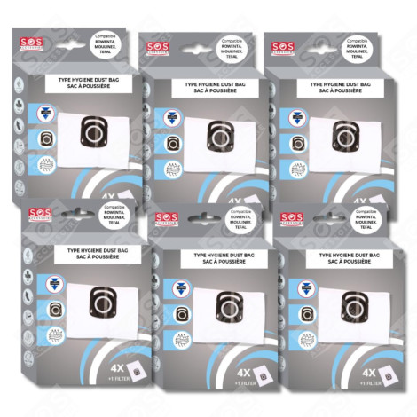 SET VON 6 BOXEN MIT 4 BEUTELN + 1 HYGIENE+ FILTER STAUBSAUGER - ZR200520