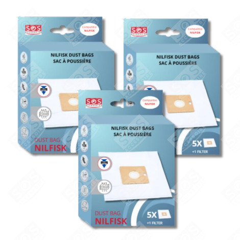 SET VON 3 BOXEN MIT JE 5 BEUTELN UND 1 VORFILTER COUPE/COMPACT/GO/FORCE STAUBSAUGER - 78602600, 22422400