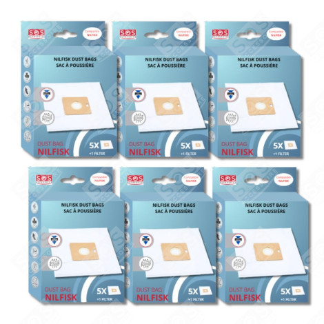 SATZ VON 6 PACKUNGEN MIT 5 BEUTELN UND 1 VORFILTER COUPE/COMPACT/GO/FORCE STAUBSAUGER - 78602600, 22422400