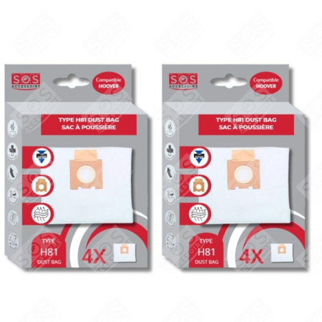 SATZ VON 2 PACKUNGEN MIT 4 H81 MIKROFASERBEUTELN STAUBSAUGER - 35601865