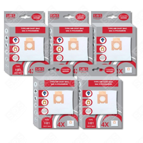 SATZ MIT 5 KARTONS À 4 MIKROFASERSÄCKEN H81 STAUBSAUGER - 35601865