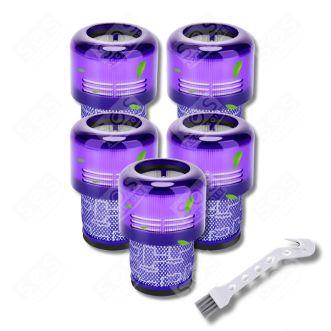 LOT DE 5 FILTRES HEPA COMPATIBLE V11 V12 V15 AVEC BROSSE DE NETTOYAGE STAUBSAUGER - 970013-02, 97001302