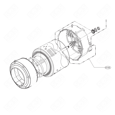 HINTERE HALBSCHALE (KENNZEICHEN K105) WASCHMASCHINE - 3045EN0010D, AJQ69410405