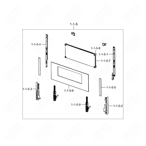 UNTERES TÜRSET (KENNZEICHEN 1-1-5) BACKOFEN, KÜCHENHERD - DG94-02390A