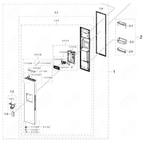 TÜR (GEFRIERTEIL, KENNZEICHEN 1) ORIGINAL KÜHLSCHRANK, GEFRIERSCHRANK - DA91-05447A