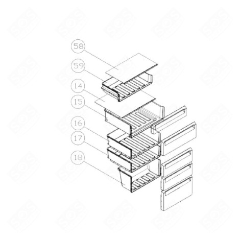 GEMÜSESCHALE (KENNZEICHEN 15) KÜHLSCHRANK, GEFRIERSCHRANK - 53041677, 1057424