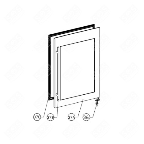 GLASTÜR MIT EDELSTAHLRAHMEN (KENNZEICHEN 37A) WEINKÜHLSCHRANK, WEINKLIMASCHRANK - 92040840, DG23-1263
