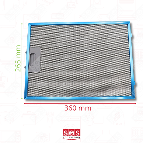 FETT-FILTERMETALL 265X359X9MM DUNSTABZUGSHAUBE - 00703451