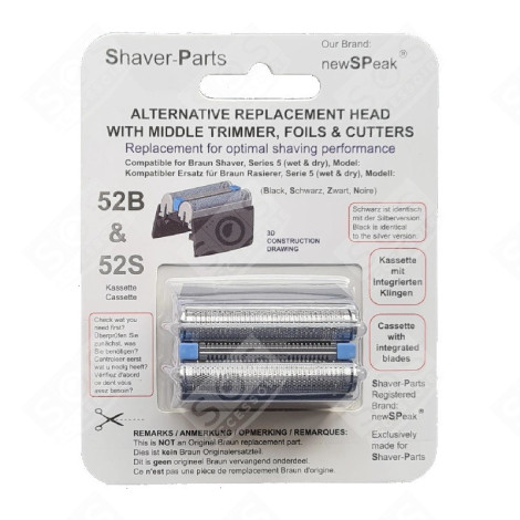 TÊTE DE RASAGE DE RECHANGE 52B RASIERAPPARAT, HAARSCHNEIDEMASCHINE - AR-N2