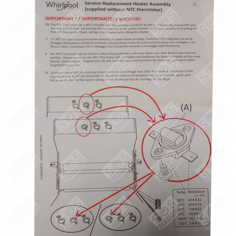 HEIZELEMENT 2050 W MIT THERMOSTAT WÄSCHETROCKNER - C00277073, 482000031360