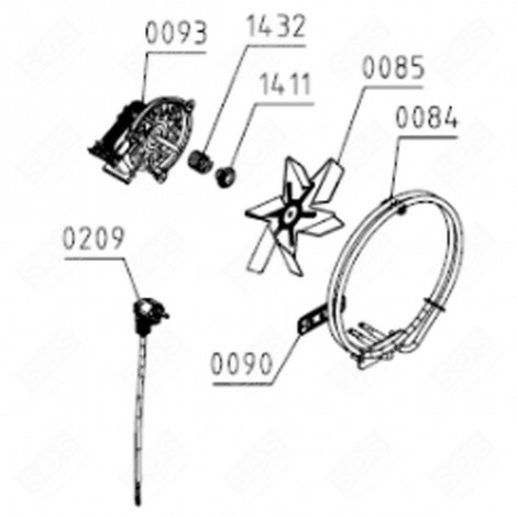 DAMPFVENTILATORMOTOR 230V (KENNZEICHNUNG 0093) BACKOFEN, KÜCHENHERD - 466471